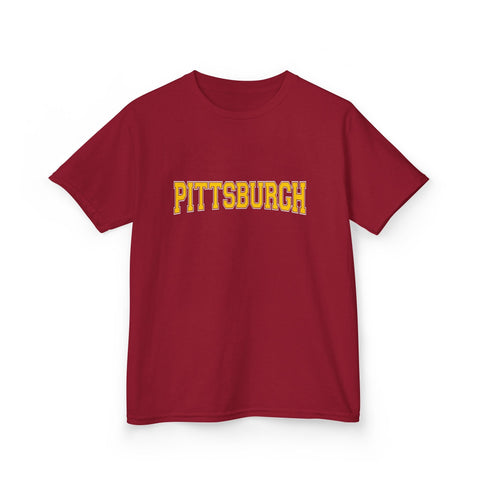 Pittsburgh Varsity Letters Kids Graphic T-Shirt Kids Apparel - YinzerShop