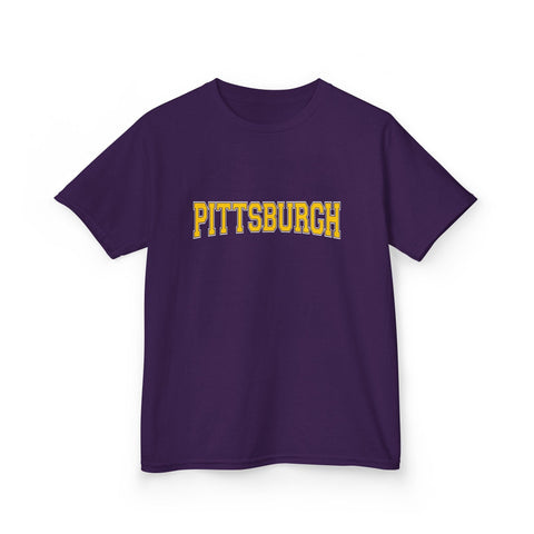 Pittsburgh Varsity Letters Kids Graphic T-Shirt Kids Apparel - YinzerShop