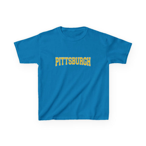 Pittsburgh Varsity Letters Kids Graphic T-Shirt Kids Apparel - YinzerShop