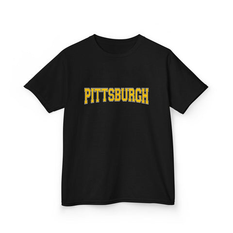 Pittsburgh Varsity Letters Kids Graphic T-Shirt Kids Apparel - YinzerShop