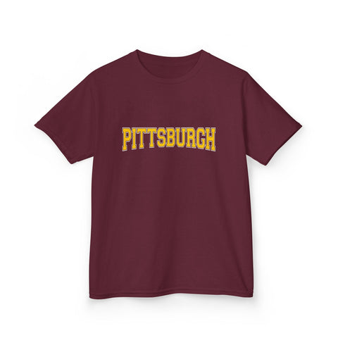Pittsburgh Varsity Letters Kids Graphic T-Shirt Kids Apparel - YinzerShop