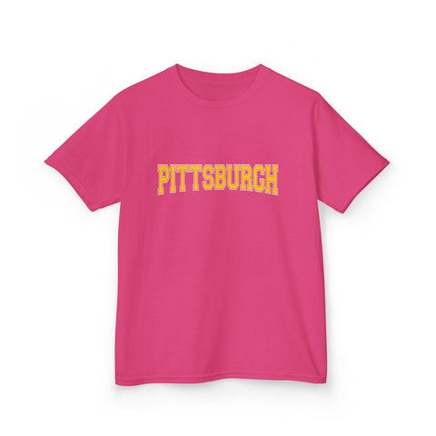 Pittsburgh Varsity Letters Kids Graphic T-Shirt Kids Apparel - YinzerShop