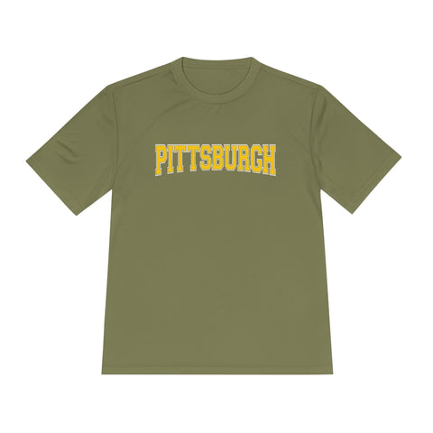 Pittsburgh Varsity Letters - Sport-Tek Unisex Moisture Wicking Tee T-Shirt - YinzerShop