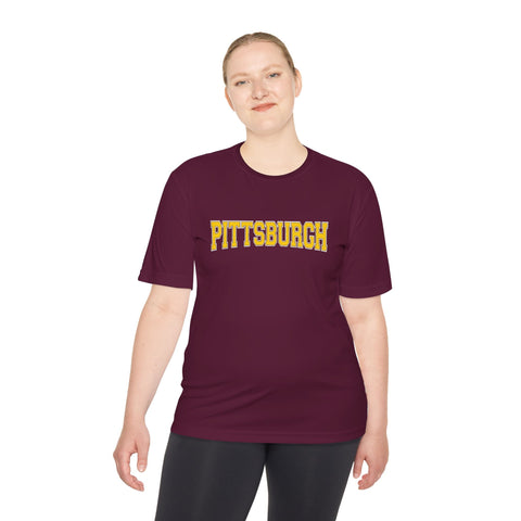 Pittsburgh Varsity Letters - Sport-Tek Unisex Moisture Wicking Tee T-Shirt - YinzerShop