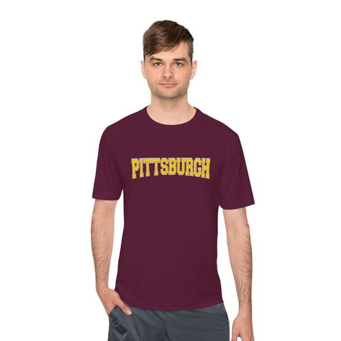 Pittsburgh Varsity Letters - Sport-Tek Unisex Moisture Wicking Tee T-Shirt - YinzerShop