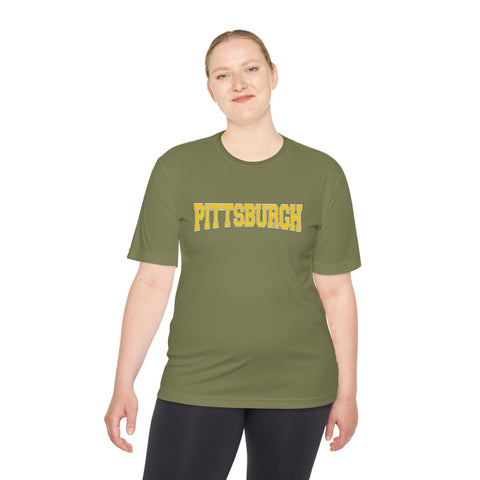 Pittsburgh Varsity Letters - Sport-Tek Unisex Moisture Wicking Tee T-Shirt - YinzerShop