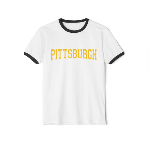 Pittsburgh Varsity Letters Unisex Cotton Ringer T-Shirt T-Shirt - YinzerShop