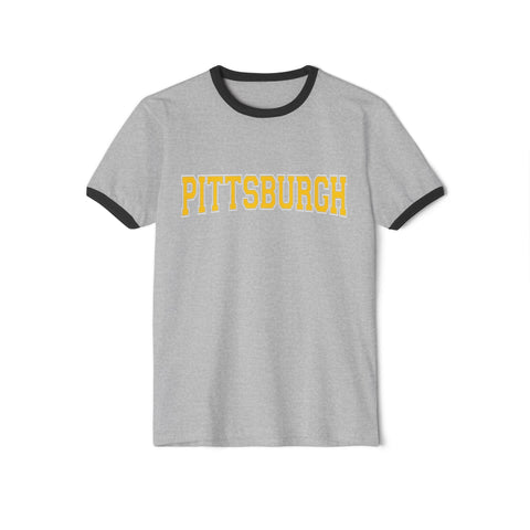 Pittsburgh Varsity Letters Unisex Cotton Ringer T-Shirt T-Shirt - YinzerShop