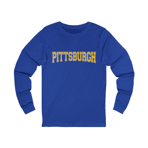 Pittsburgh Varsity Letters Unisex Jersey Long Sleeve Tee Long Sleeve Shirt - YinzerShop