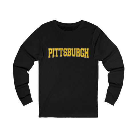 Pittsburgh Varsity Letters Unisex Jersey Long Sleeve Tee Long Sleeve Shirt - YinzerShop