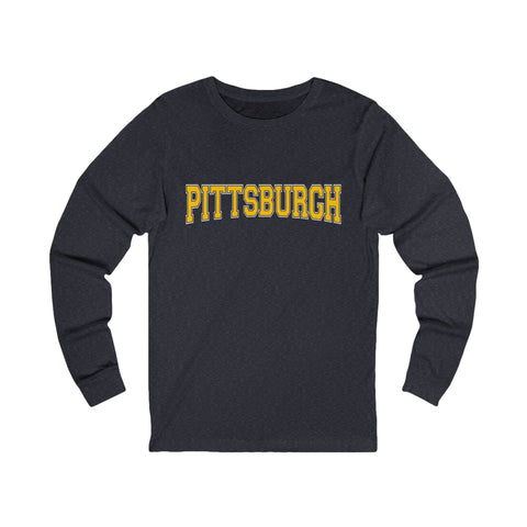Pittsburgh Varsity Letters Unisex Jersey Long Sleeve Tee Long Sleeve Shirt - YinzerShop