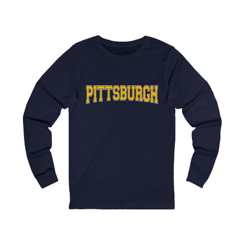 Pittsburgh Varsity Letters Unisex Jersey Long Sleeve Tee Long Sleeve Shirt - YinzerShop