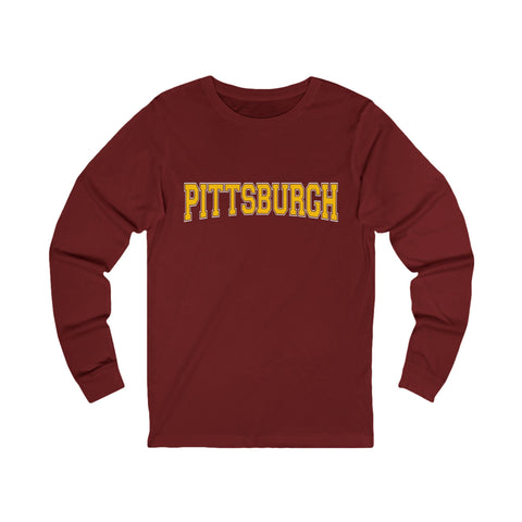 Pittsburgh Varsity Letters Unisex Jersey Long Sleeve Tee Long Sleeve Shirt - YinzerShop