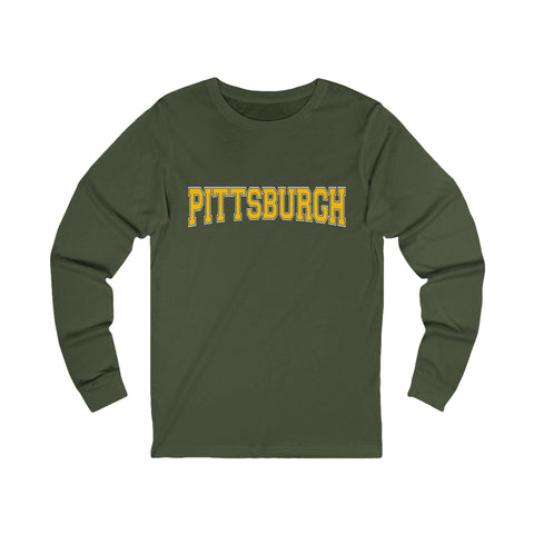 Pittsburgh Varsity Letters Unisex Jersey Long Sleeve Tee Long Sleeve Shirt - YinzerShop