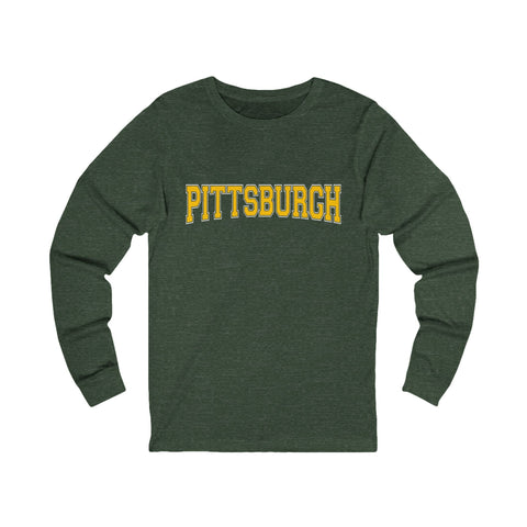 Pittsburgh Varsity Letters Unisex Jersey Long Sleeve Tee Long Sleeve Shirt - YinzerShop