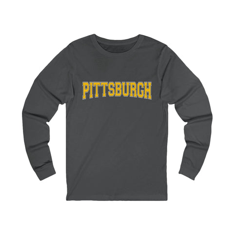 Pittsburgh Varsity Letters Unisex Jersey Long Sleeve Tee Long Sleeve Shirt - YinzerShop