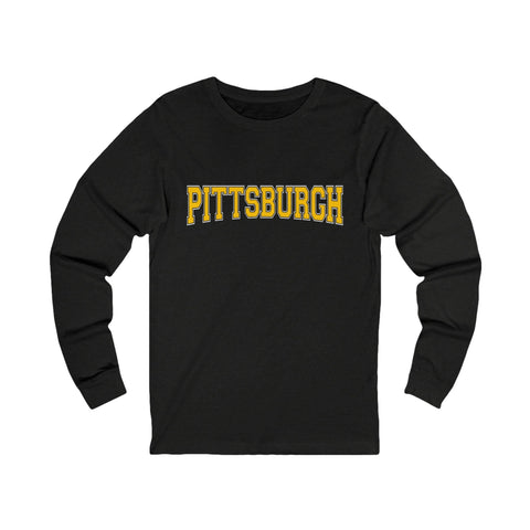 Pittsburgh Varsity Letters Unisex Jersey Long Sleeve Tee Long Sleeve Shirt - YinzerShop