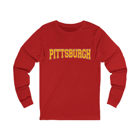 Pittsburgh Varsity Letters Unisex Jersey Long Sleeve Tee Long Sleeve Shirt - YinzerShop