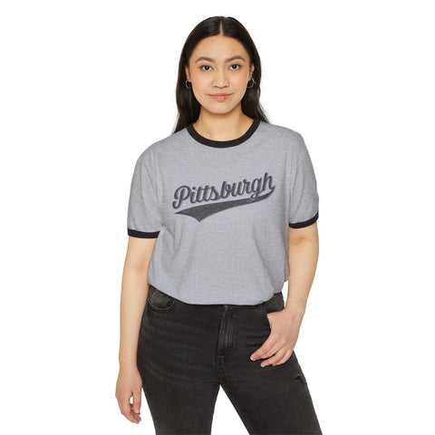 Pittsburgh Varsity Retro Cotton Ringer T-Shirt - Next Level 3604 T-Shirt - YinzerShop