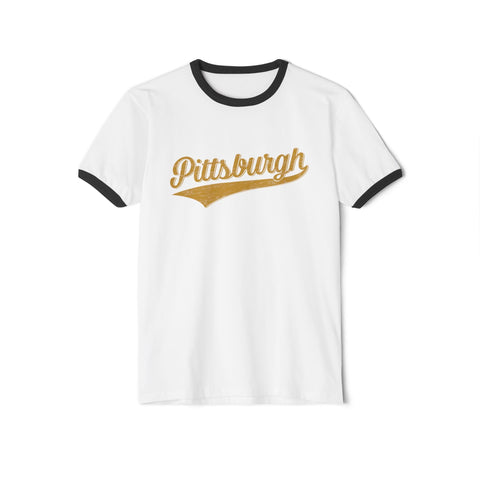 Pittsburgh Varsity Retro Cotton Ringer T-Shirt - Next Level 3604 T-Shirt - YinzerShop
