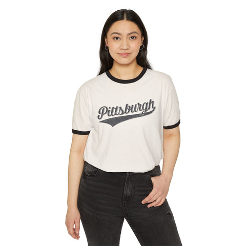 Pittsburgh Varsity Retro Cotton Ringer T-Shirt - Next Level 3604 T-Shirt - YinzerShop