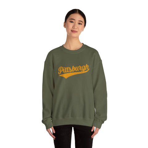 Pittsburgh Varsity Retro Heavy Blend Crewneck Sweatshirt Sweatshirt - YinzerShop