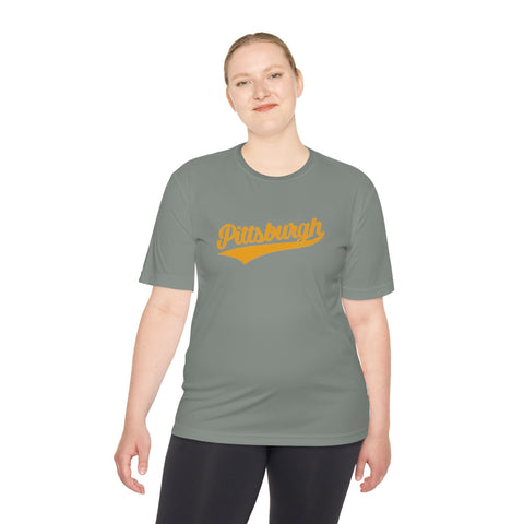 Pittsburgh Varsity Retro Moisture Wicking T-shirt - Sport-Tek ST350 T-Shirt - YinzerShop