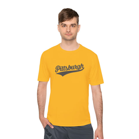 Pittsburgh Varsity Retro Moisture Wicking T-shirt - Sport-Tek ST350 T-Shirt - YinzerShop
