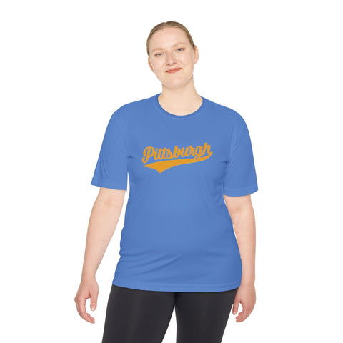 Pittsburgh Varsity Retro Moisture Wicking T-shirt - Sport-Tek ST350 T-Shirt - YinzerShop