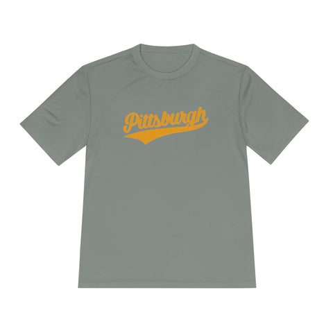 Pittsburgh Varsity Retro Moisture Wicking T-shirt - Sport-Tek ST350 T-Shirt - YinzerShop