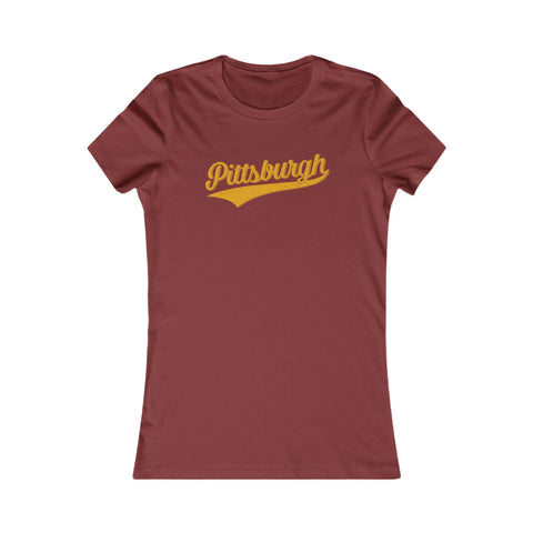 Pittsburgh Varsity Retro Women's Slim Feminine Fit T-shirt T-Shirt - YinzerShop