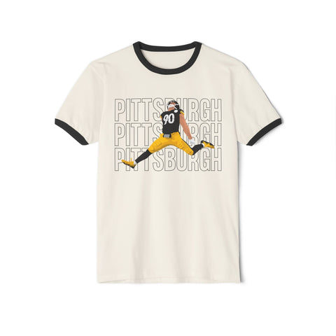 Pittsburgh Victory Jump - Unisex Cotton Ringer T-Shirt T-Shirt - YinzerShop
