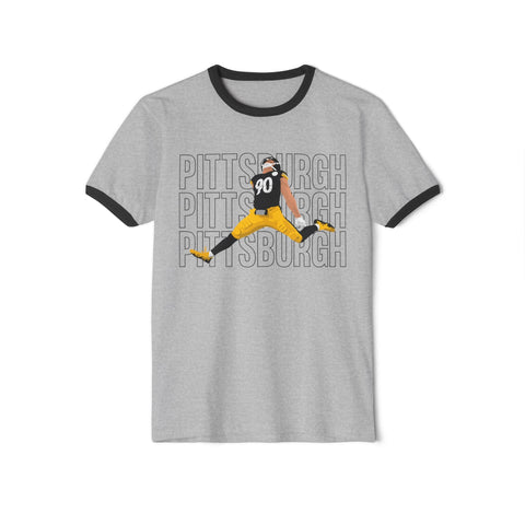 Pittsburgh Victory Jump - Unisex Cotton Ringer T-Shirt T-Shirt - YinzerShop