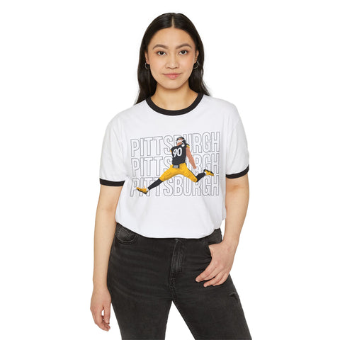 Pittsburgh Victory Jump - Unisex Cotton Ringer T-Shirt T-Shirt - YinzerShop