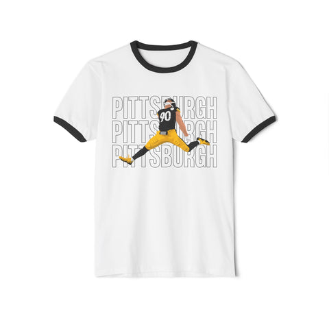 Pittsburgh Victory Jump - Unisex Cotton Ringer T-Shirt T-Shirt - YinzerShop