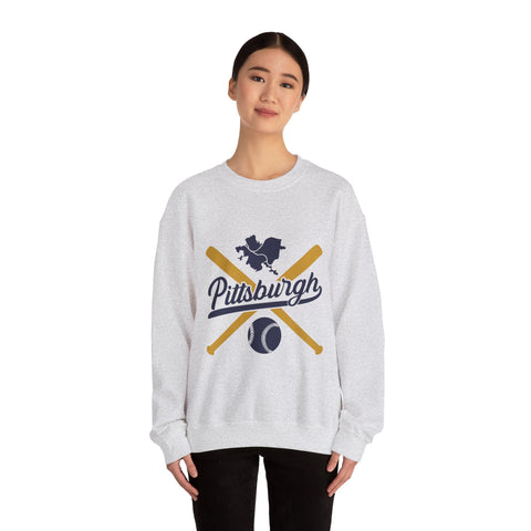 Pittsburgh Vintage Baseball Bats - Heavy Blend™ Crewneck Sweatshirt Sweatshirt - YinzerShop