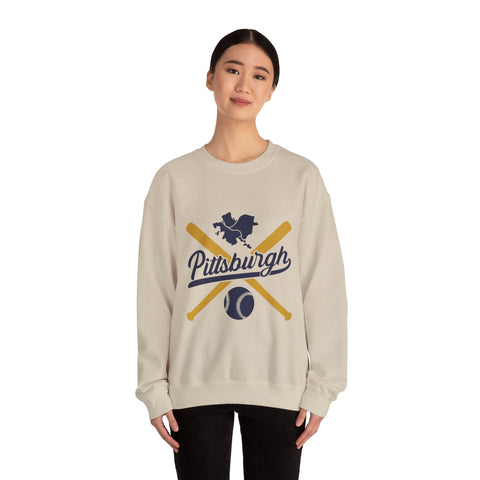 Pittsburgh Vintage Baseball Bats - Heavy Blend™ Crewneck Sweatshirt Sweatshirt - YinzerShop