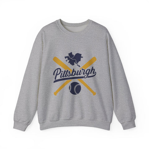 Pittsburgh Vintage Baseball Bats - Heavy Blend™ Crewneck Sweatshirt Sweatshirt - YinzerShop