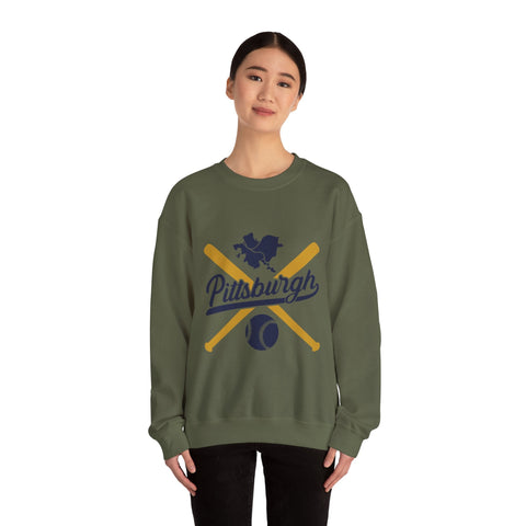 Pittsburgh Vintage Baseball Bats - Heavy Blend™ Crewneck Sweatshirt Sweatshirt - YinzerShop