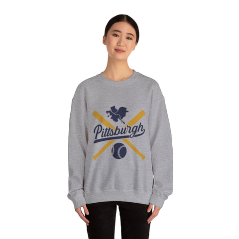 Pittsburgh Vintage Baseball Bats - Heavy Blend™ Crewneck Sweatshirt Sweatshirt - YinzerShop