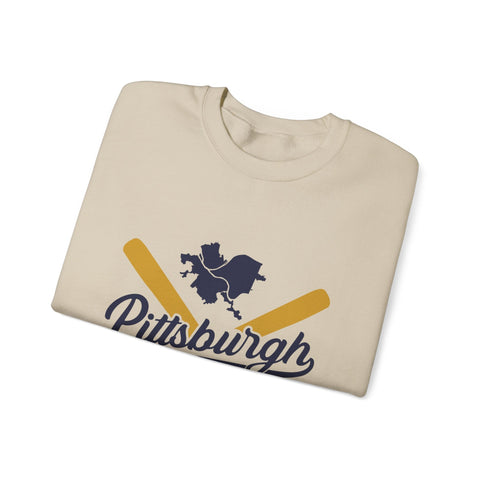 Pittsburgh Vintage Baseball Bats - Heavy Blend™ Crewneck Sweatshirt Sweatshirt - YinzerShop