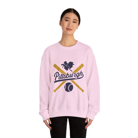 Pittsburgh Vintage Baseball Bats - Heavy Blend™ Crewneck Sweatshirt Sweatshirt - YinzerShop