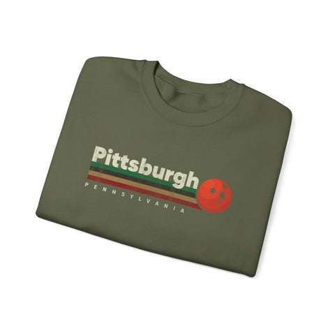 Pittsburgh Vintage Bowling - Heavy Blend™ Crewneck Sweatshirt Sweatshirt - YinzerShop