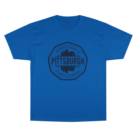 Pittsburgh Vintage Stamp - Champion T-Shirt T-Shirt - YinzerShop