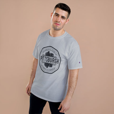 Pittsburgh Vintage Stamp - Champion T-Shirt T-Shirt - YinzerShop