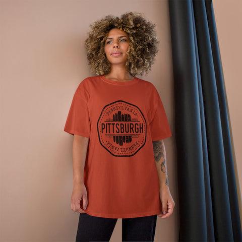 Pittsburgh Vintage Stamp - Champion T-Shirt T-Shirt - YinzerShop