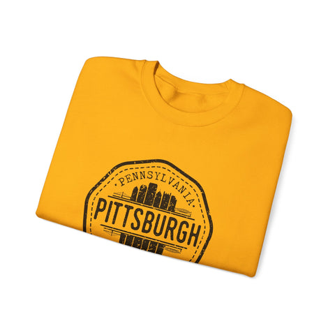 Pittsburgh Vintage Stamp - Heavy Blend™ Crewneck Sweatshirt Sweatshirt - YinzerShop