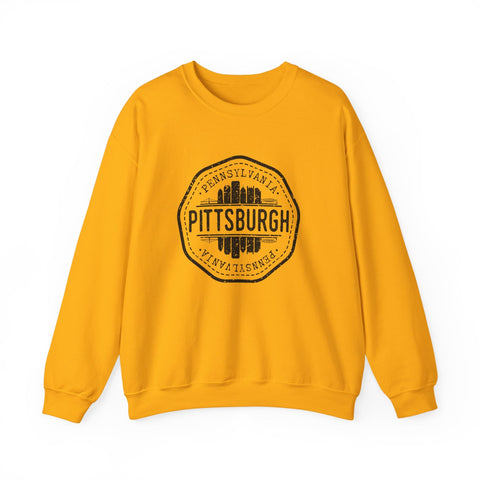 Pittsburgh Vintage Stamp - Heavy Blend™ Crewneck Sweatshirt Sweatshirt - YinzerShop