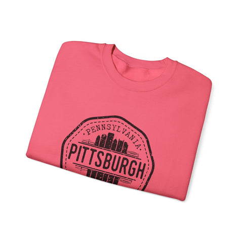 Pittsburgh Vintage Stamp - Heavy Blend™ Crewneck Sweatshirt Sweatshirt - YinzerShop