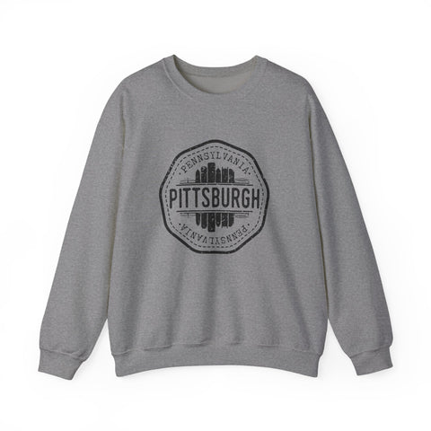 Pittsburgh Vintage Stamp - Heavy Blend™ Crewneck Sweatshirt Sweatshirt - YinzerShop